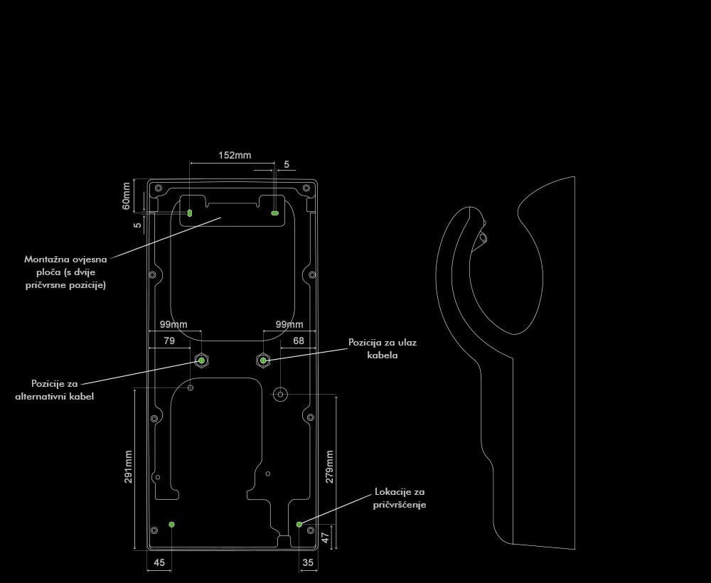 Internal dimensions of the Dyson Airblade dB hand dryer
