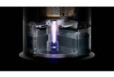 Hero image of the purifier fan with purifying, heating and cooling airflows.