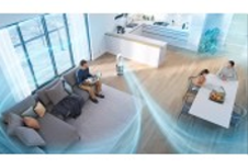 Hero image of the purifier fan with purifying, heating and cooling airflows.